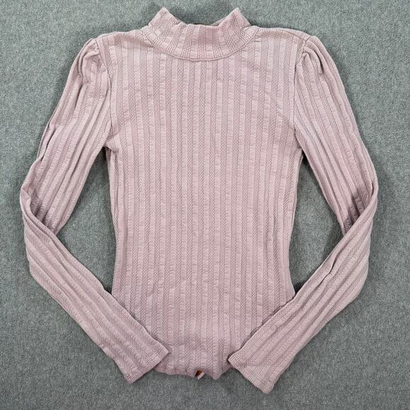 Free People Party in the Back Top Women's XS Purple Ribbed Long Sleeve Tie Back - Picture 2 of 11